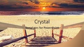  Presentation with southern beach grass - Colorful PPT theme enhanced with walkway ocean - boardwalk on beach backdrop and a blonde colored foreground