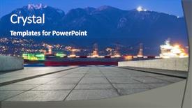  Presentation with parking lot - Colorful presentation design enhanced with walkway ocean - empty parking lot with bay backdrop and a teal colored foreground