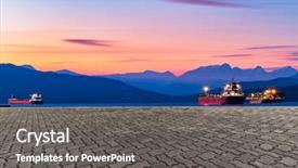  Presentation with parking lot - PPT theme having walkway ocean - empty parking lot with bay background and a gray colored foreground