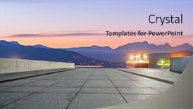  Presentation with parking lot - Slide deck having walkway ocean - empty parking lot with bay background and a light blue colored foreground