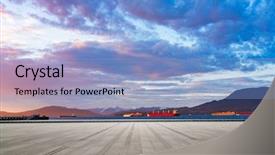  Presentation with parking lot - Slide set featuring walkway ocean - empty parking lot with bay background and a light blue colored foreground