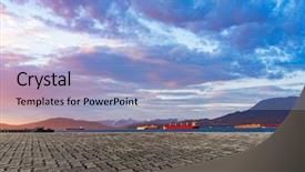  Presentation with parking lot - Cool new slide deck with walkway ocean - empty parking lot with bay backdrop and a light blue colored foreground
