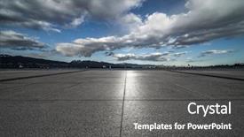  Presentation with parking lot - Presentation design consisting of walkway ocean - empty parking lot with skyline background and a gray colored foreground