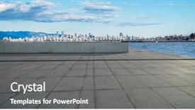  Presentation with parking lot - Amazing slide set having walkway ocean - empty parking lot with skyline backdrop and a gray colored foreground