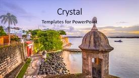  Presentation with puerto rico - Audience pleasing theme consisting of walkway ocean - san juan puerto rico caribbean backdrop and a light blue colored foreground