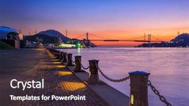  Presentation with japan - Presentation enhanced with walkway ocean - shimonoseki japan waterfront background and a tawny brown colored foreground