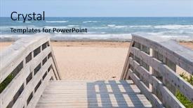  Presentation with atlantic - Colorful slides enhanced with walkway ocean - wooden overpass leading to atlantic backdrop and a light blue colored foreground