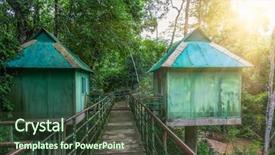  Presentation with remote - Audience pleasing presentation theme consisting of walkway to remote tree house backdrop and a tawny brown colored foreground