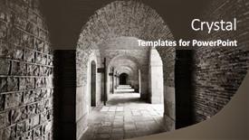  Presentation with structure - Amazing PPT theme having walkway-with-arch-structure-castell backdrop and a tawny brown colored foreground