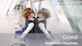  Presentation with floor inspection - Slide deck having wall and kisses her reflection background and a  colored foreground