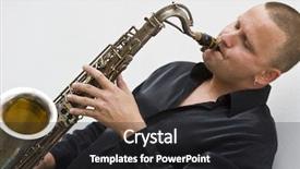  Presentation with wall street price - Slides with wall and playing his saxophone background and a  colored foreground