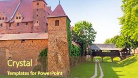  Presentation with castle wall - Audience pleasing PPT theme consisting of wall-and-towers-of-malbork backdrop and a tawny brown colored foreground