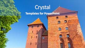  Presentation with castle wall - Theme consisting of wall-and-towers-of-malbork background and a teal colored foreground
