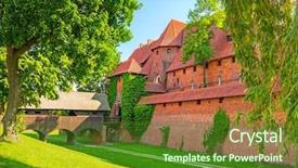  Presentation with castle wall - Audience pleasing theme consisting of wall-and-towers-of-malbork backdrop and a forest green colored foreground