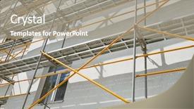  Presentation with house building - PPT theme enhanced with wall and window yellow pipe background and a  colored foreground