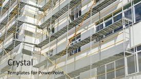  Presentation with house building - Slide set with wall and window yellow pipe background and a  colored foreground