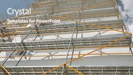  Presentation with house building - Slide deck consisting of wall and window yellow pipe background and a  colored foreground