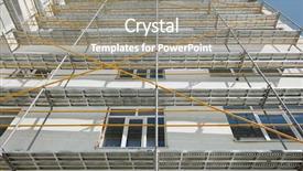  Presentation with house building - Presentation featuring wall and window yellow pipe background and a  colored foreground