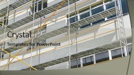  Presentation with house building - Slides enhanced with wall and window yellow pipe background and a light gray colored foreground