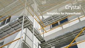  Presentation with scaffolding - Audience pleasing slide deck consisting of wall and window yellow pipe backdrop and a  colored foreground