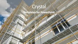  Presentation with house building - Colorful slide set enhanced with wall and window yellow pipe backdrop and a  colored foreground