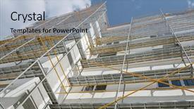  Presentation with scaffolding - Slide set having wall and window yellow pipe background and a  colored foreground