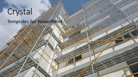  Presentation with scaffolding - Slide deck enhanced with wall and window yellow pipe background and a light blue colored foreground