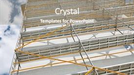  Presentation with house building - Presentation theme featuring wall and window yellow pipe background and a gray colored foreground