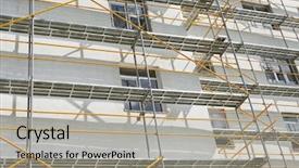  Presentation with scaffolding - Audience pleasing PPT theme consisting of wall and window yellow pipe backdrop and a light gray colored foreground