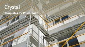  Presentation with house building - Slide set featuring wall and window yellow pipe background and a gray colored foreground