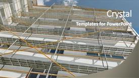  Presentation with house building - Colorful PPT theme enhanced with wall and window yellow pipe backdrop and a gray colored foreground