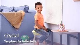  Presentation with african american women in computer - Presentation theme consisting of wall art - little african-american boy drawing background and a ocean colored foreground