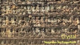  Presentation with khmer - Amazing PPT theme having wall-assembled-from-stone-parts backdrop and a tawny brown colored foreground