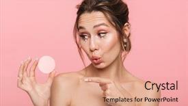  Presentation with photo - PPT layouts enhanced with wall background holding cotton disk background and a coral colored foreground