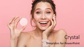  Presentation with photo - Theme consisting of wall background holding cotton disk background and a coral colored foreground