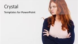  Presentation with angry - Colorful presentation theme enhanced with wall background with arms cross backdrop and a light gray colored foreground