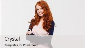  Presentation with young - Colorful PPT theme enhanced with wall background with arms cross backdrop and a  colored foreground