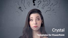  Presentation with question marks - Presentation theme enhanced with wall background with drawn question background and a gray colored foreground