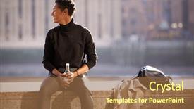  Presentation with strong black woman - Presentation design consisting of embankment wall by the river background and a  colored foreground