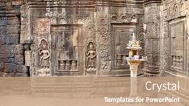  Presentation with wall - PPT theme featuring wall-carving-with-woman-dancer background and a coral colored foreground