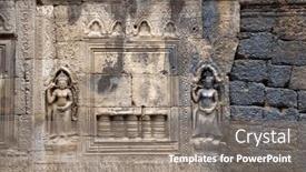  Presentation with wall - Presentation theme featuring wall-carving-with-woman-dancer background and a gray colored foreground