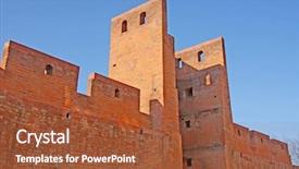  Presentation with ancient forbidden city - Theme featuring wall city defenses of midieval background and a tawny brown colored foreground