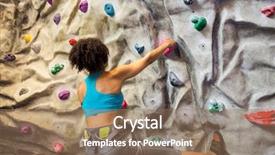  Presentation with rock climbing - PPT theme featuring wall climb - fit woman rock climbing indoors background and a coral colored foreground