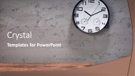  Presentation with dark grey - Amazing slide deck having wall-clock-and-table-near backdrop and a gray colored foreground