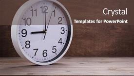  Presentation with clock - Slides having wall-clock-at-wooden-table background and a tawny brown colored foreground