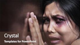  Presentation with domestic violence - Slide set consisting of round waffles with caramel filling on a white background background and a lemonade colored foreground