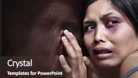  Presentation with domestic violence - Colorful slide set enhanced with wall concept for domestic violence backdrop and a tawny brown colored foreground