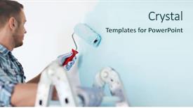  Presentation with repair - Audience pleasing presentation design consisting of repair building and home concept backdrop and a sky blue colored foreground