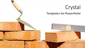  Presentation with bricks - Colorful PPT theme enhanced with tool for laying and bricks for construction backdrop and a white colored foreground