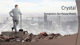  Presentation with hand world hands of jesus - Presentation having wall crash - young determined businessman with big background and a sky blue colored foreground